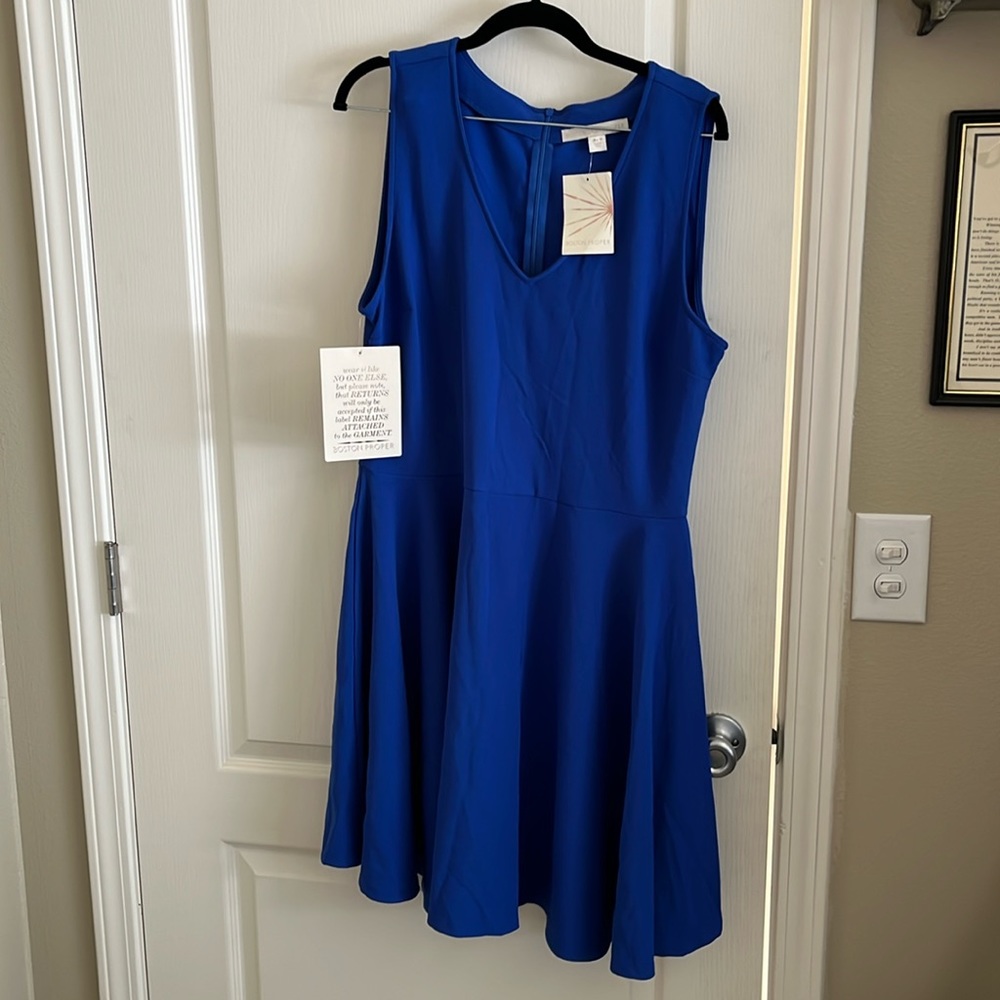 Boston Proper sz 16 blue Flare Dress